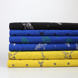 Kokka Echino Floral Embroidered Cotton Linen Sheeting - Navy - 50cm