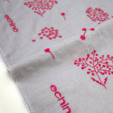 Kokka Echino Floral Embroidered Cotton Linen Sheeting - Grey - 50cm