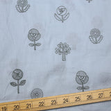 Kokka Embroidered Lawn Floral A - Grey - 50cm