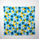 Hishiei Large Floral Cotton Canvas Oxford - Blue Yellow - 50cm