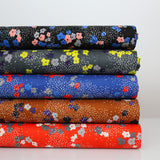 (Remnant) Kokka Echino Floret Double Gauze - Black - 2m