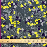 (Remnant) Kokka Echino Floret Double Gauze - Grey - 1m