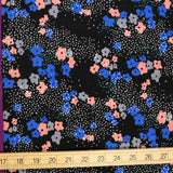 (Remnant) Kokka Echino Floret Double Gauze - Black - 2m