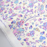Sanrio Hello Kitty Twin Stars Floral Oxford Canvas - Beige - Fat Quarter