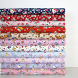 Sanrio Hello Kitty & Friends Dinosaur Oxford Canvas - Blue - Fat Quarter