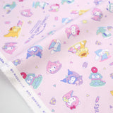 Sanrio Hello Kitty & Friends Dinosaur Oxford Canvas - Pink - Fat Quarter