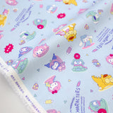 Sanrio Hello Kitty & Friends Dinosaur Oxford Canvas - Blue - Fat Quarter