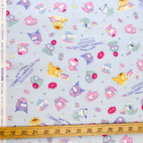 Sanrio Hello Kitty & Friends Dinosaur Oxford Canvas - Blue - Fat Quarter