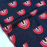 (Remnant) Albstoffe Rainbow Euroknit Jacquard Cotton Jersey Knit - Navy - 2Y