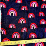 (Remnant) Albstoffe Rainbow Euroknit Jacquard Cotton Jersey Knit - Navy - 2Y