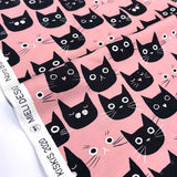 (Remnant) Roo Euroknit Cats Cotton Jersey Knit - Pink - 2Y