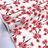 (Remnant) Euroknit Cherry Blossom Cotton Jersey Knit - Pink - 2.5Y