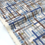 (Remnant) Kokka Modern Art Mosaic Cotton Linen Sheeting - Blue - 0.98m