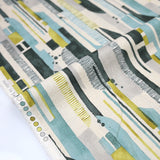 (Remnant) Kokka Modern Art Stripes Cotton Linen Sheeting - Teal - 2.3m