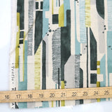 (Remnant) Kokka Modern Art Stripes Cotton Linen Sheeting - Teal - 2.3m