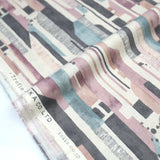 (Remnant) Kokka Modern Art Stripes Cotton Linen Sheeting - Pink - 3.9m