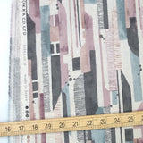 (Remnant) Kokka Modern Art Stripes Cotton Linen Sheeting - Pink - 3.9m