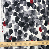 (Remnant) Kokka Modern Art Circles Cotton Linen Sheeting - Black - 1m - Nekoneko Fabric