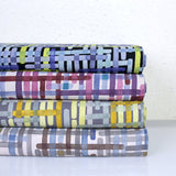 (Remnant) Kokka Modern Art Mosaic Cotton Linen Sheeting - Blue - 0.98m - Nekoneko Fabric