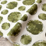 (Remnant) Kokka Textile Painted Large Dots - Cotton Viera - Beige Green - 2.4m