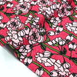 (Remnant) Euroknit Floral Cotton Jersey Knit - Pink -  1Y