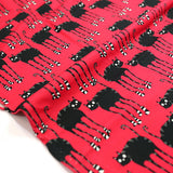 Majapuu Cats Cotton Jersey Knit - Red - Half yard