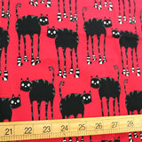 Majapuu Cats Cotton Jersey Knit - Red - Half yard