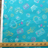 Kokka City Pop Girl Neon - Cotton Sheeting - Teal - 50cm - Nekoneko Fabric