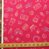 Kokka City Pop Girl Neon - Cotton Sheeting - Pink - 50cm - Nekoneko Fabric