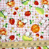 Sanrio Pochaco Citrus Plaid - Cotton Canvas - Pink - Fat Quarter