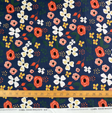 Elvelyckan Euroknit Floral Cotton Jersey Knit - Navy - Half yard