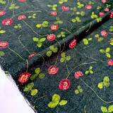 Euroknit Floral Cotton Jersey Knit - Black - Half yard