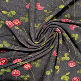 Euroknit Floral Cotton Jersey Knit - Black - Half yard