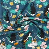 JJT Euroknit Mermaid Cotton Jersey Knit - Navy - Half yard