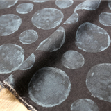 (Remnant) Kokka Textile Painted Large Dots - Cotton Viera - Grey Black - 1.4m