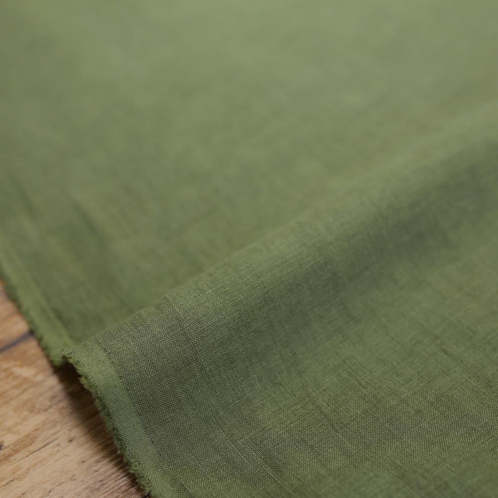 Oharayaseni Solid Colour Washer Finish Linen - Green 136 - 50cm