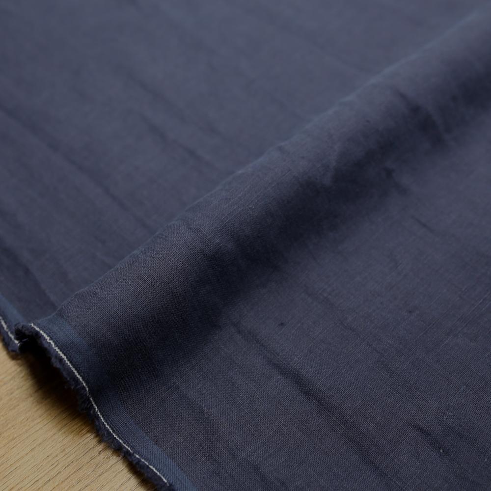 Oharayaseni Solid Colour Washer Finish Linen - Dark Blue X - 50cm