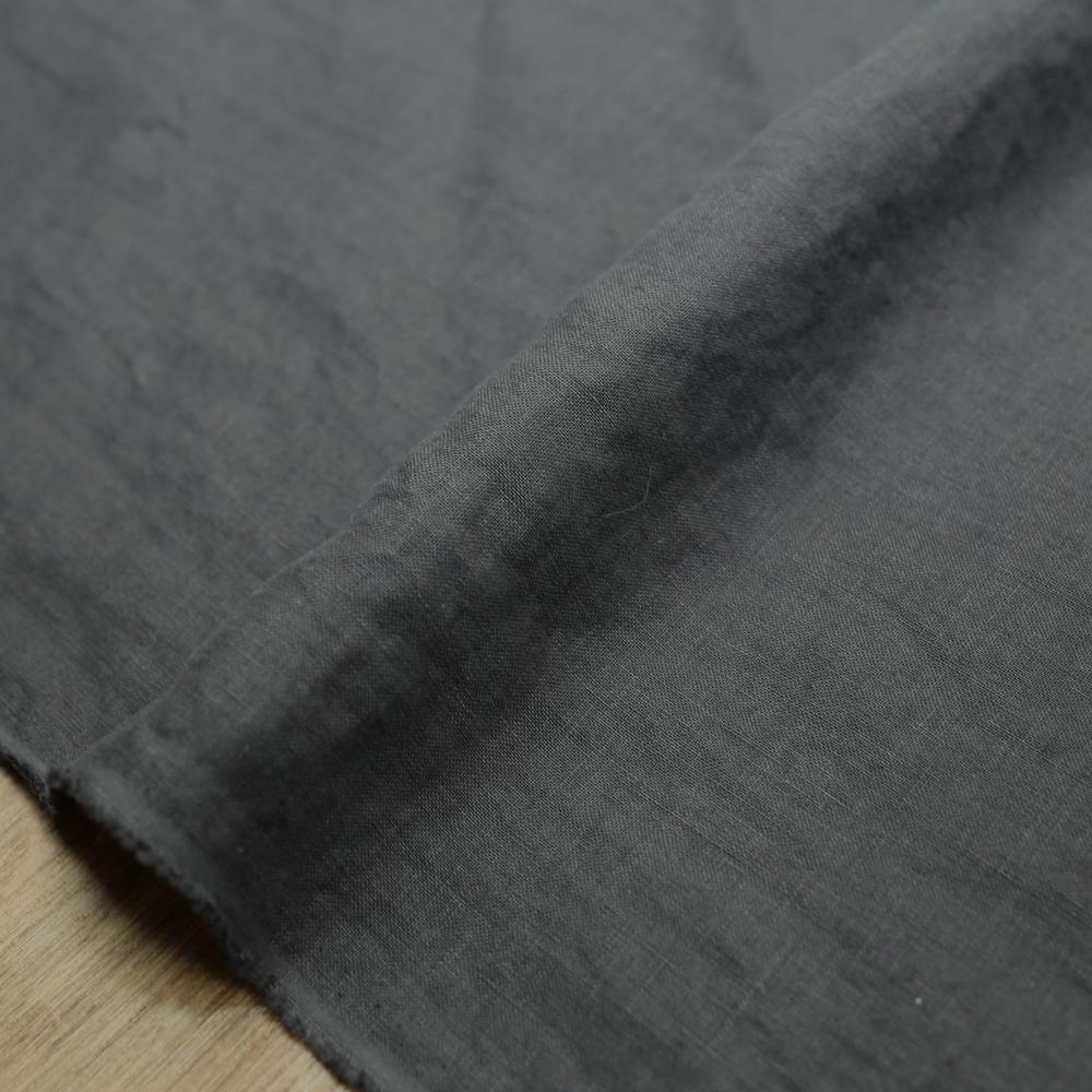 Oharayaseni Solid Colour Washer Finish Linen - Charcoal 126 - 50cm