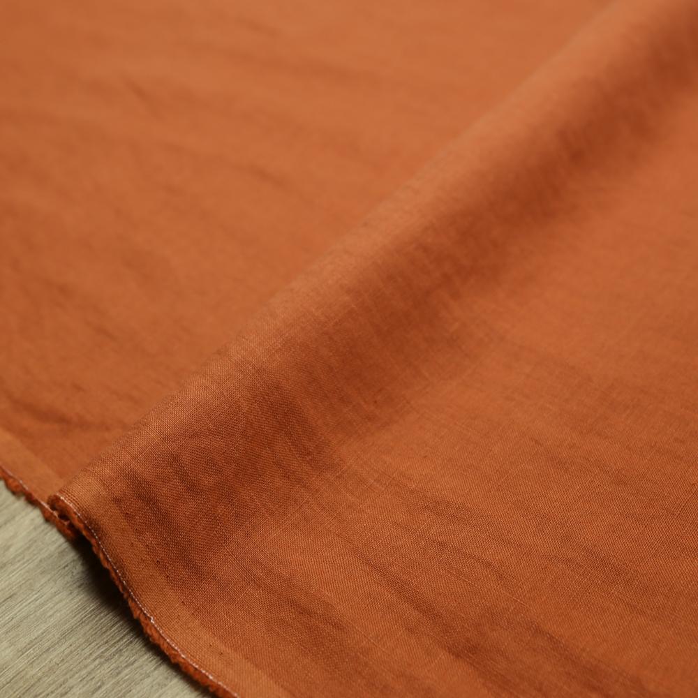 Oharayaseni Solid Colour Washer Finish Linen - Chestnut 134 - 50cm