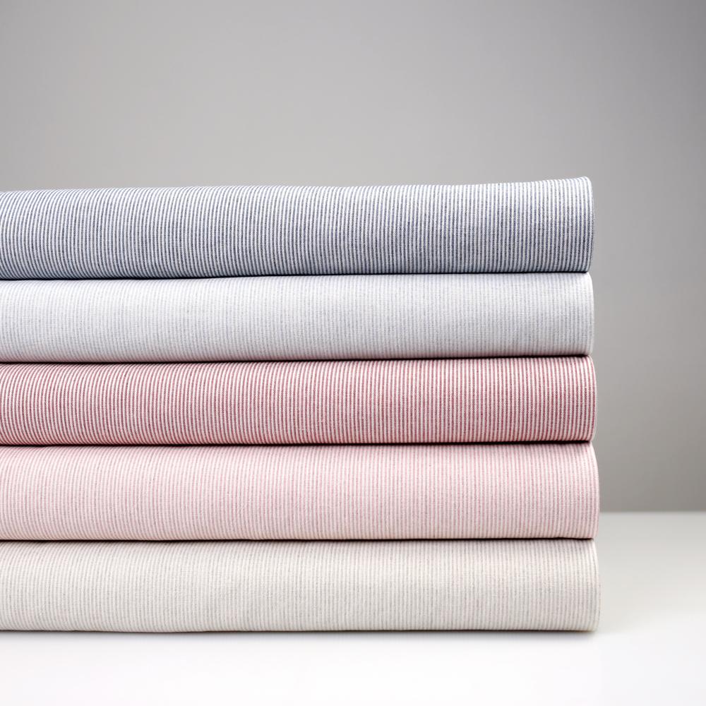 Kanayasu Yarn Dyed Small Stripes Cotton Chambray Washer Finish - Pink - 50cm