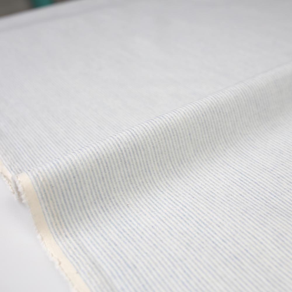 Kanayasu Yarn Dyed Small Stripes Cotton Chambray Washer Finish - Light Blue - 50cm