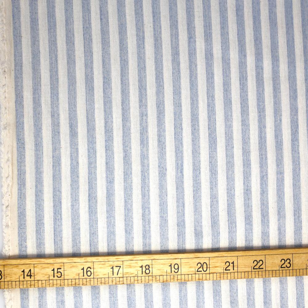 Kanayasu Yarn Dyed Medium Stripes Cotton Chambray Washer Finish - Light Blue - 50cm