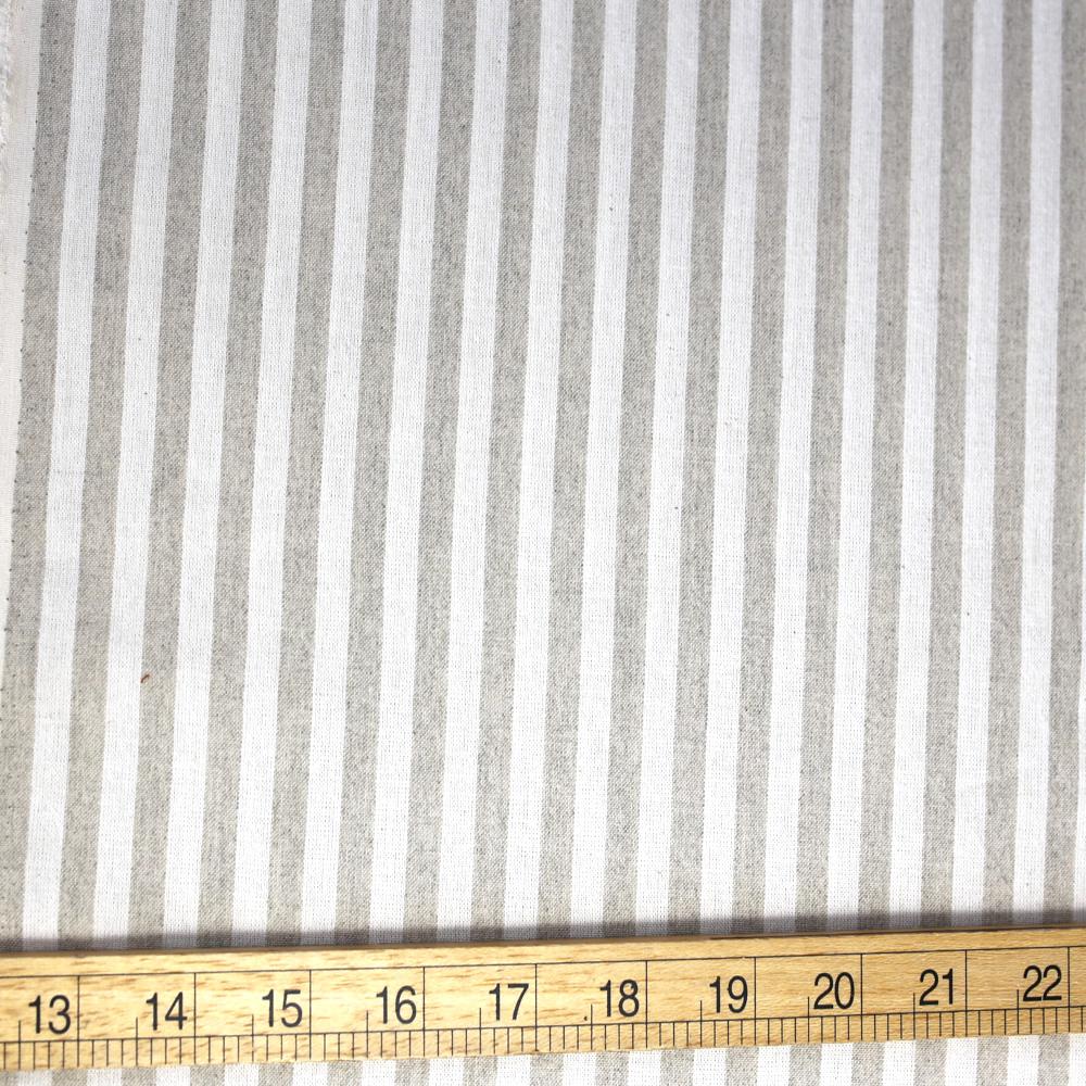 Kanayasu Yarn Dyed Medium Stripes Cotton Chambray Washer Finish - Beige - 50cm