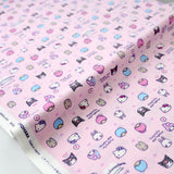 Sanrio Hello Kitty and Friends Heart  - Antibacterial Cotton Sheeting - Pink - 50cm