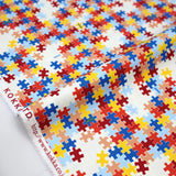 Kokka Retro Jigsaw Cotton Oxford - Red - 50cm