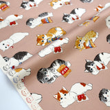 Kokka Mofusand Lazy Cats Cotton Oxford - Pink - 50cm