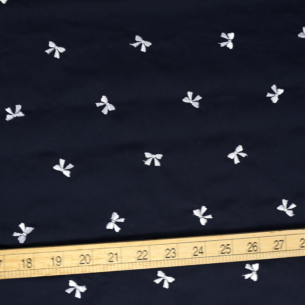 Kokochi Embroidered Ribbon Washer Finish Cotton Broad - Navy - 50cm