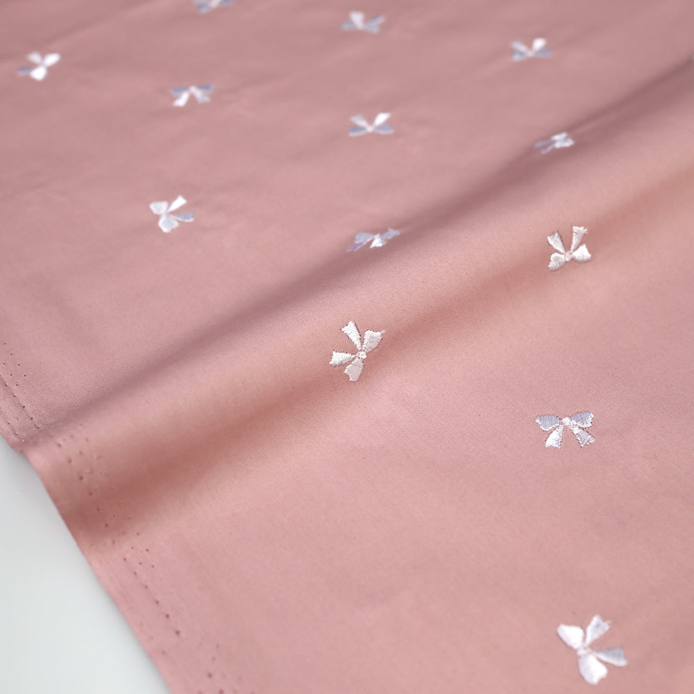 Kokochi Embroidered Ribbon Washer Finish Cotton Broad - Pink - 50cm