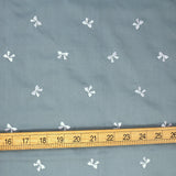 Remnant - Kokochi Embroidered Ribbon Washer Finish Cotton Broad - Light Blue - 1m