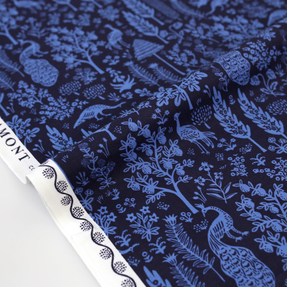 Cotton + Steel Rifle Paper Co Camont Menagerie Silhoutte Cotton -  Navy- Half Yard